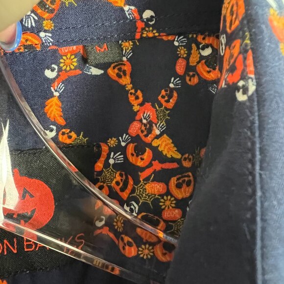 NWOT Simon Banks Pumpkin Skull Boo Long Sleeve Button Front Shirt Size Medium M - Picture 6 of 9